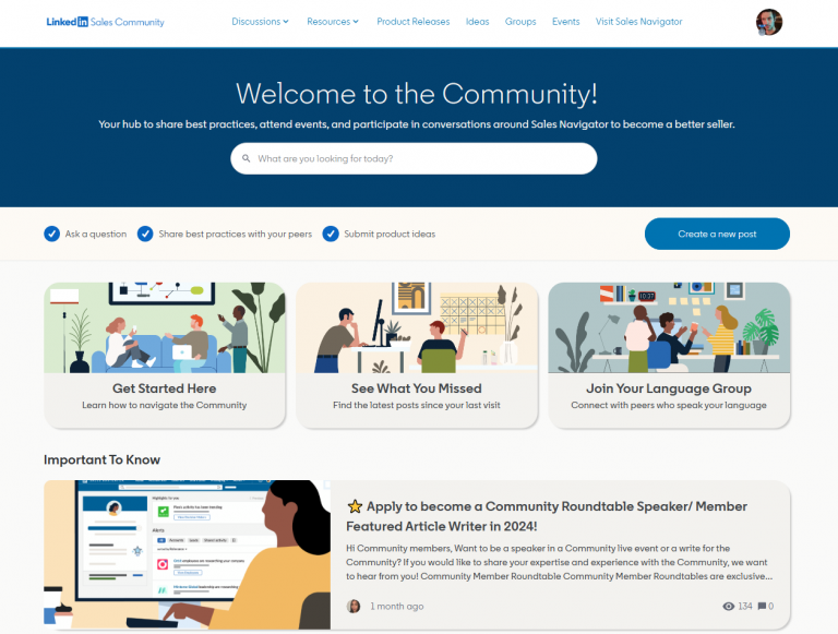 Sales Navigator Community Homepage